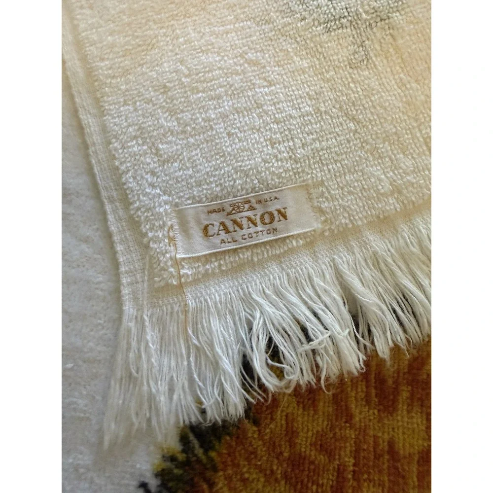 Cannon Towel READ Vintage 70s Puppy Dogs In Flowers Bathroom Bath Terry - Picture 4 of 4